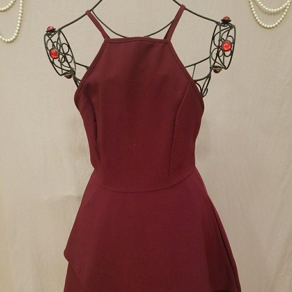 Charlotte Russe Merlot Double-layered Bottom Dress