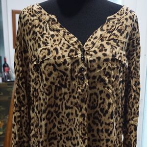 Cheetah Print Long Sleeve Blouse