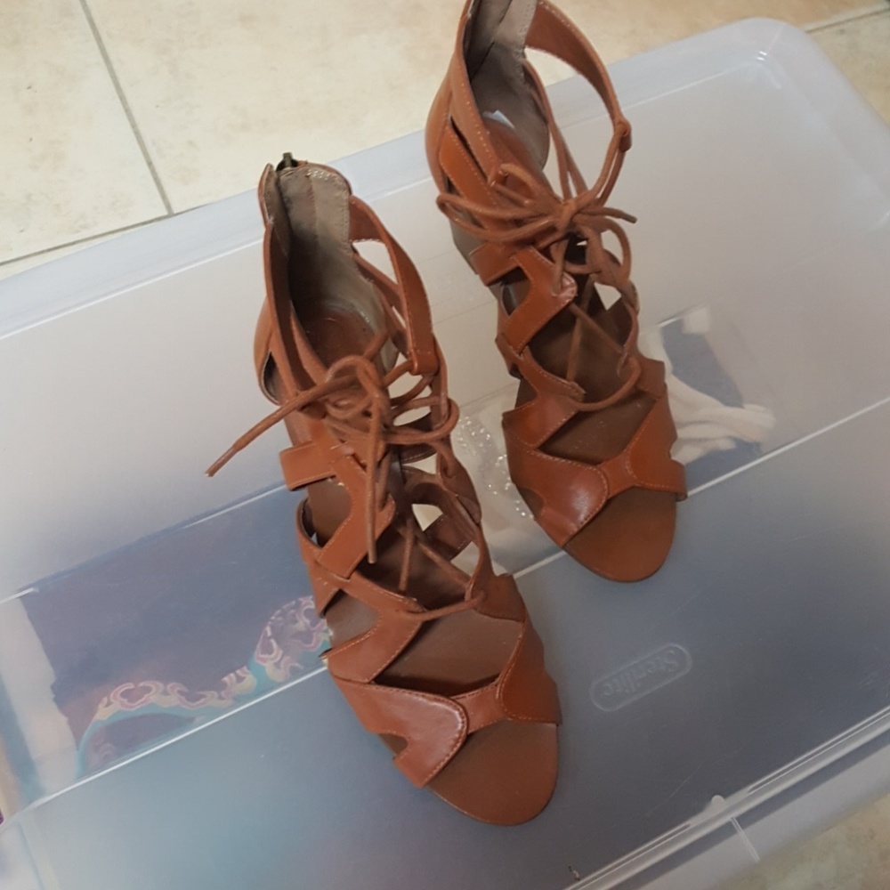 JESSICA SIMPSON Strappy Tie Sandal Heel Wedges