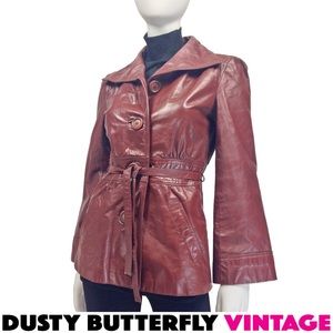 VINTAGE 70s LEATHER JACKET Bell Sleeves OXBLOOD VINTAGE 70s LEATHER JACKET Bell Sleeves OXBLOOD