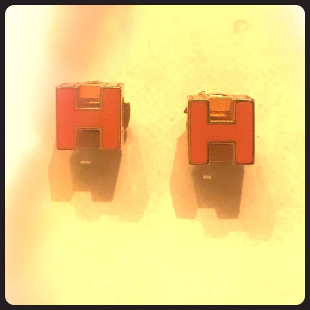 Genuine Hermes PopH Earrings in Valentine Pink