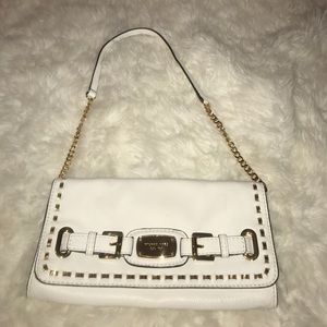 Michael Kors white & gold shoulder tote