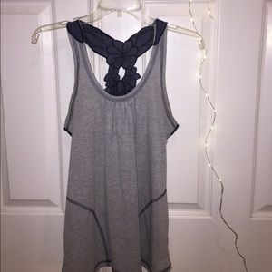 Grey tank top with flower design on back
