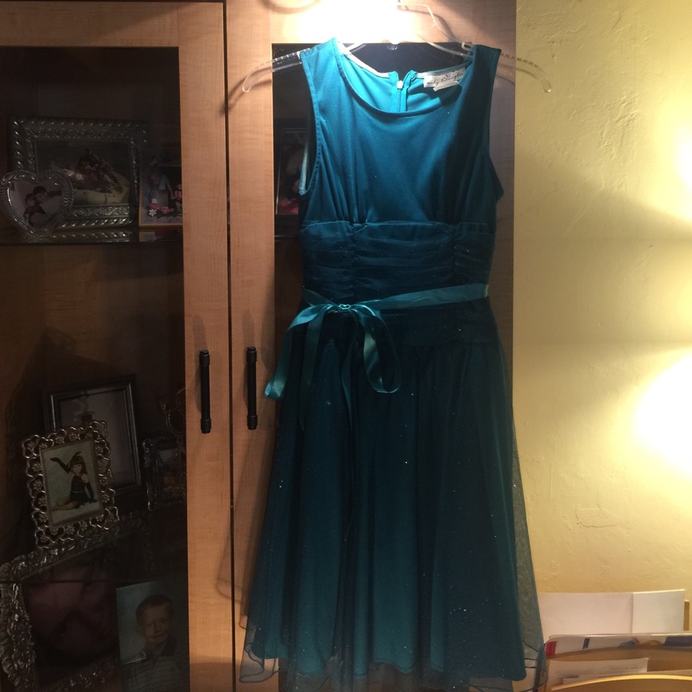 Girls  size 14 sparkle Teal green dress