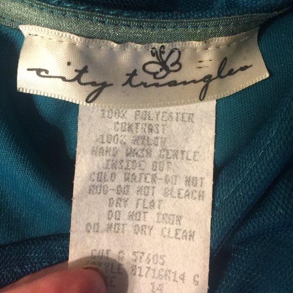 Girls  size 14 sparkle Teal green dress - Picture 6 of 6