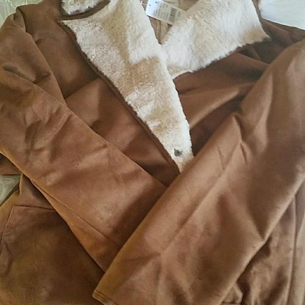 HP||🌟NEW! Chic Suedette Shearling Aviator Jacket - Picture 4 of 8