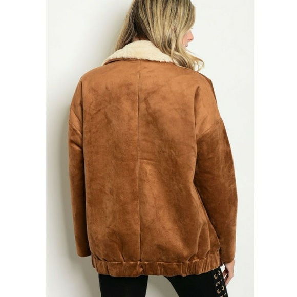 HP||🌟NEW! Chic Suedette Shearling Aviator Jacket - Picture 3 of 8