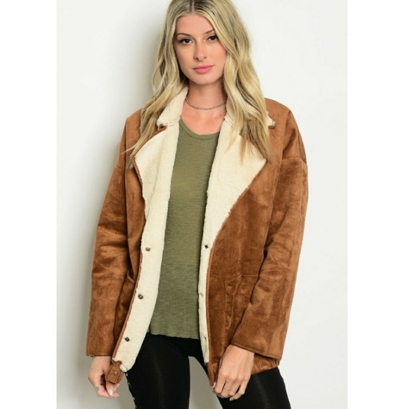HP||🌟NEW! Chic Suedette Shearling Aviator Jacket - Picture 2 of 8