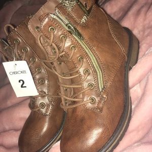 Kids Brown Combat Boots Size 2