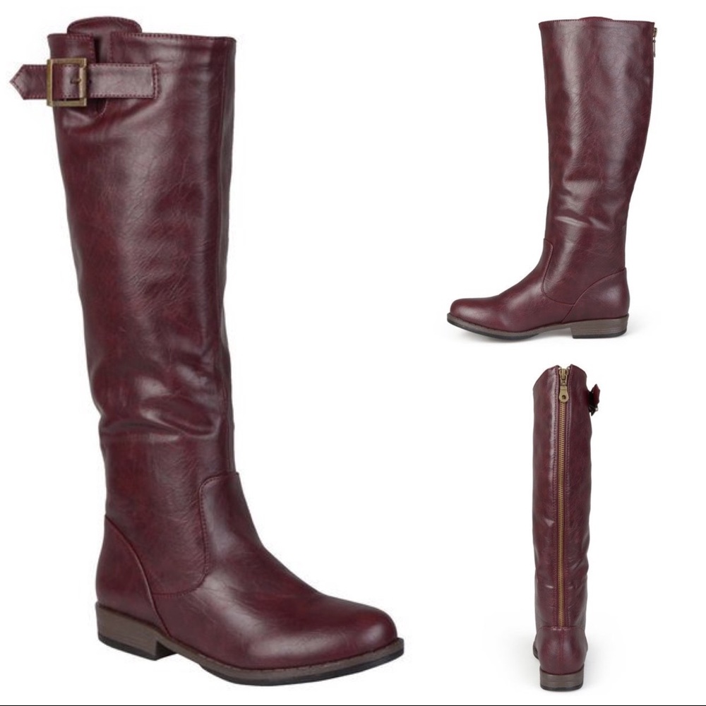 👢Burgundy Leather Riding Knee High Boot