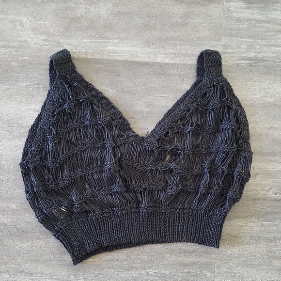 Black Net Detailed Millau Crop - Picture 2 of 3