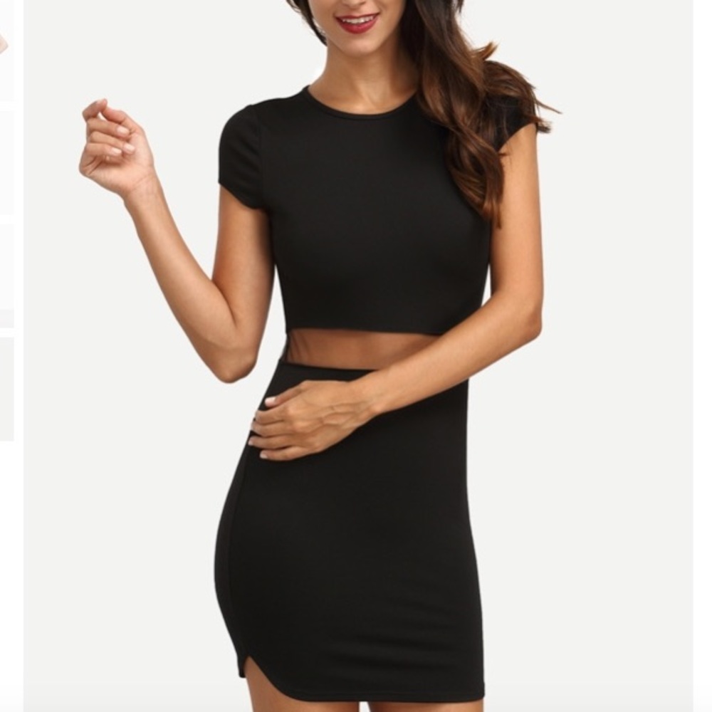 Mesh Insert Split Side Bodycon Dress