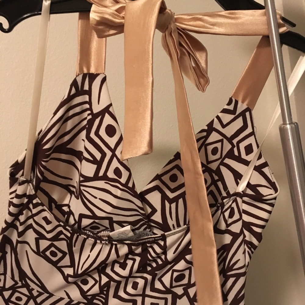 Stripped Brown Casual Dress.