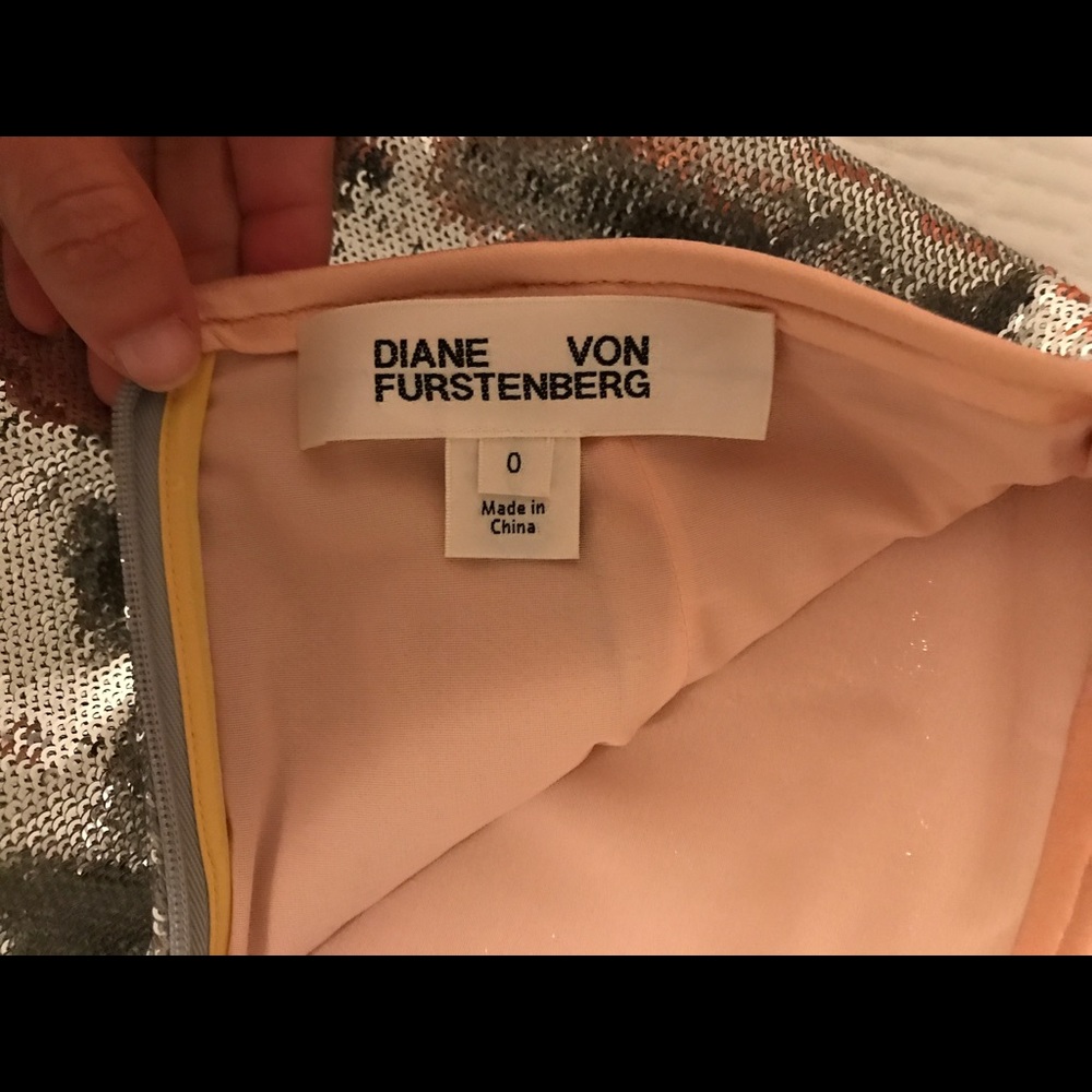 Diane Von furstenberg silver sequin skirt