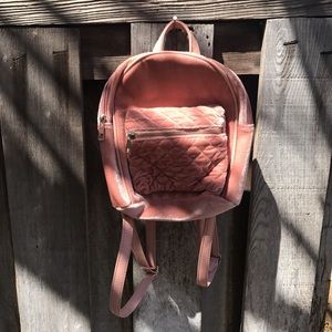 Baby pink small velvet backpack