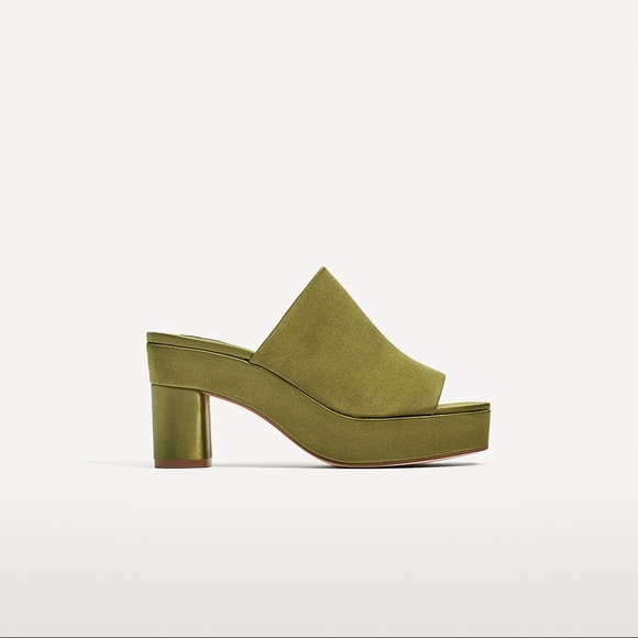 Zara green high heel satin mules - Picture 3 of 4