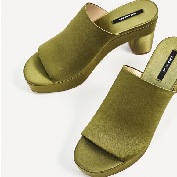 Zara green high heel satin mules - Picture 4 of 4
