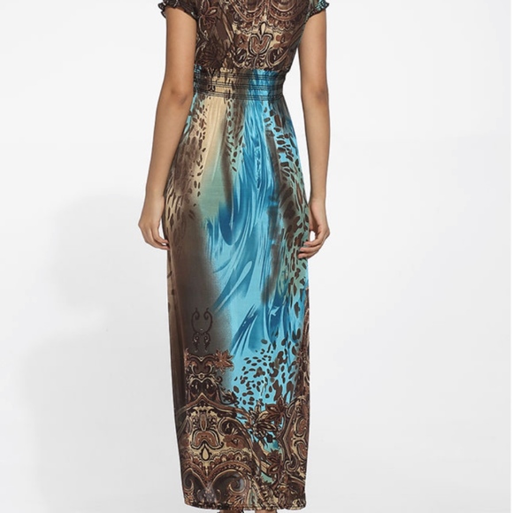 GIFT- GAVE WITH ORDER BOHO Teal/Brown Maxi -NWOT - Picture 4 of 8