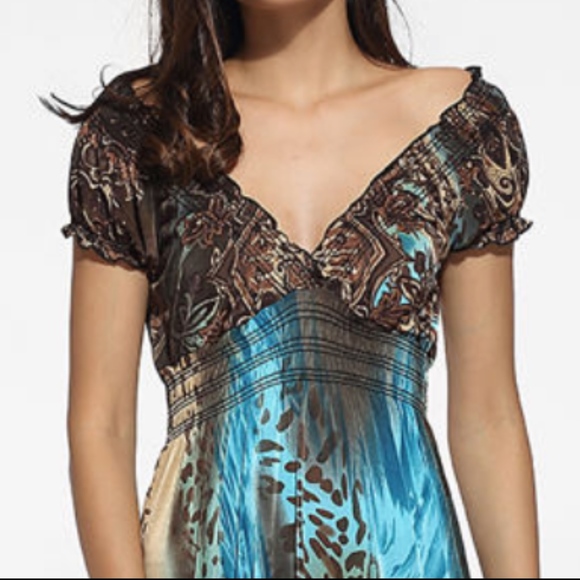 GIFT- GAVE WITH ORDER BOHO Teal/Brown Maxi -NWOT - Picture 6 of 8