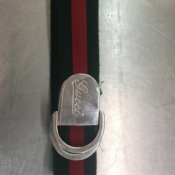 Green and Red Webbed Gucci Belt - Picture 2 of 3