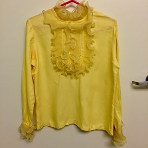 💛 Vintage Yellow Ruffled Bib Blouse 💛 💛 Vintage Yellow Ruffled Bib Blouse 💛