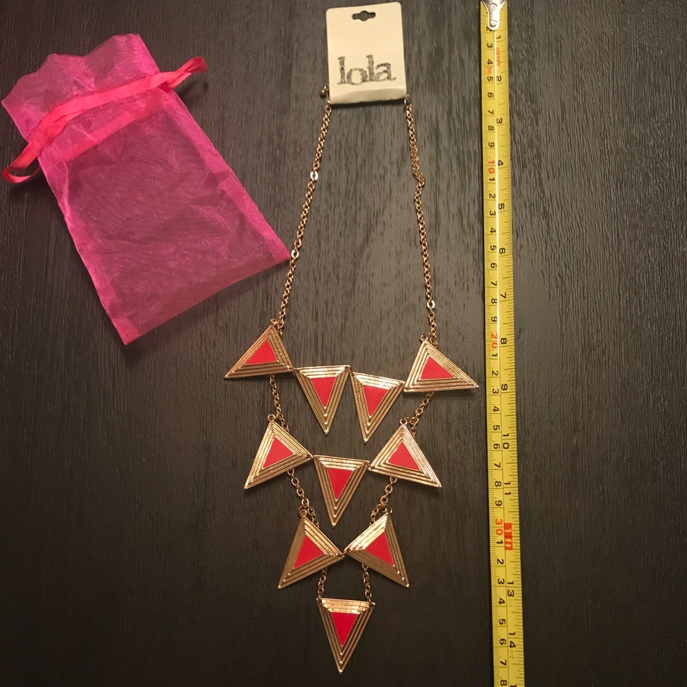 Red & gold triangle tiered necklace- NWT