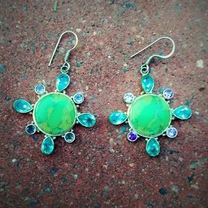 Vintage Gaspeite, Amethyst & Blue Topaz Earrings Vintage Gaspeite, Amethyst & Blue Topaz Earrings