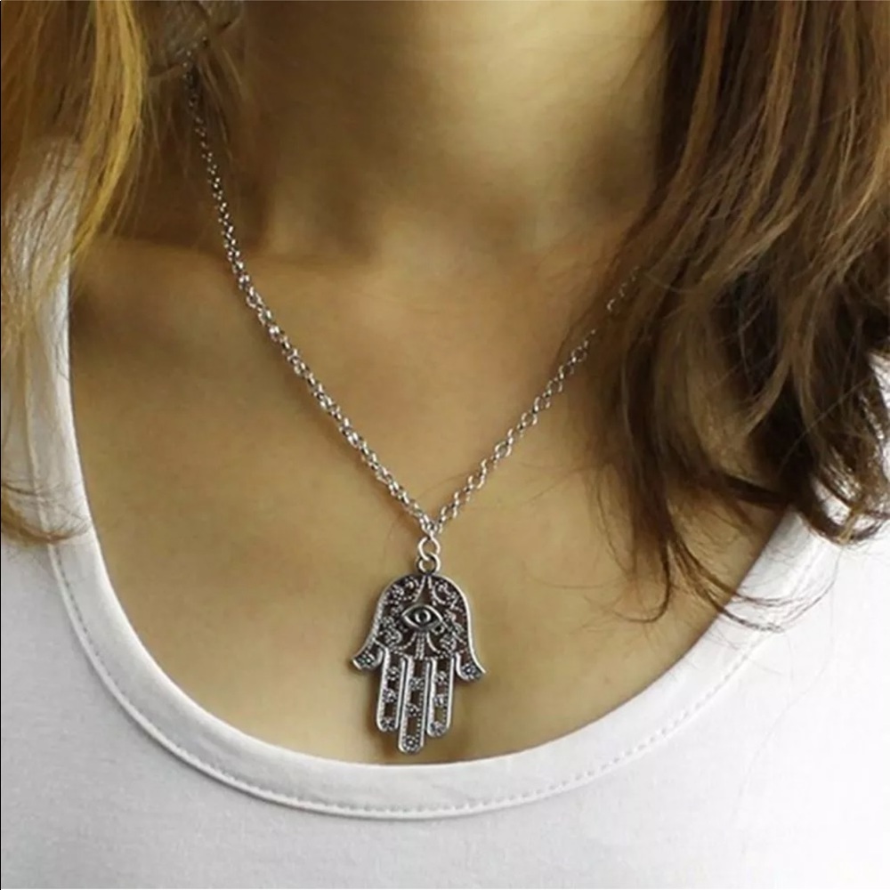 Silver Plated Hamsa Necklace