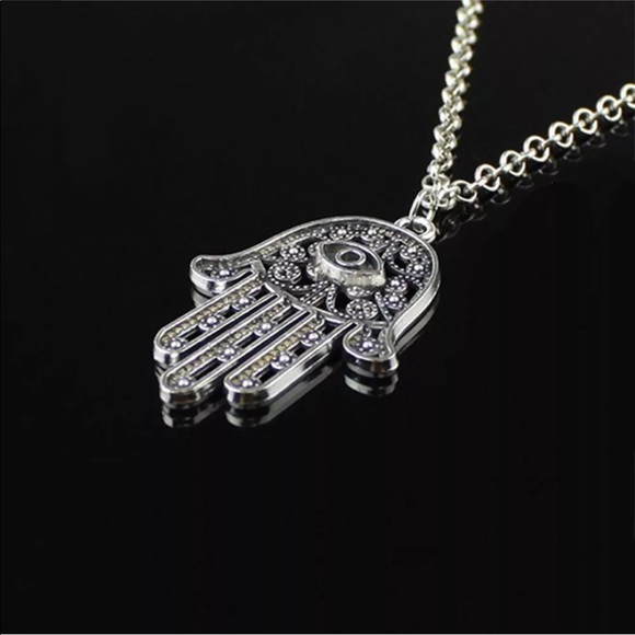 Silver Plated Hamsa Necklace - Picture 5 of 7