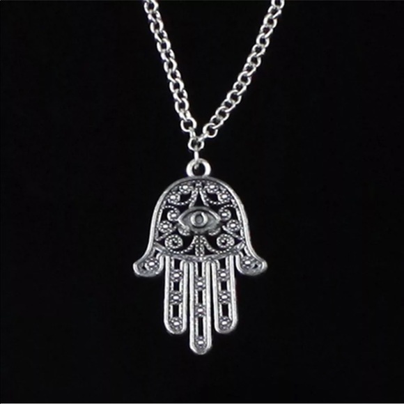 Silver Plated Hamsa Necklace - Picture 6 of 7