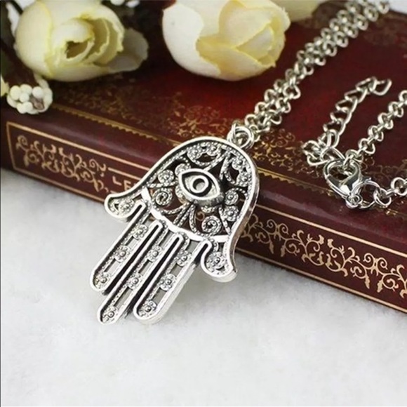 Silver Plated Hamsa Necklace - Picture 7 of 7