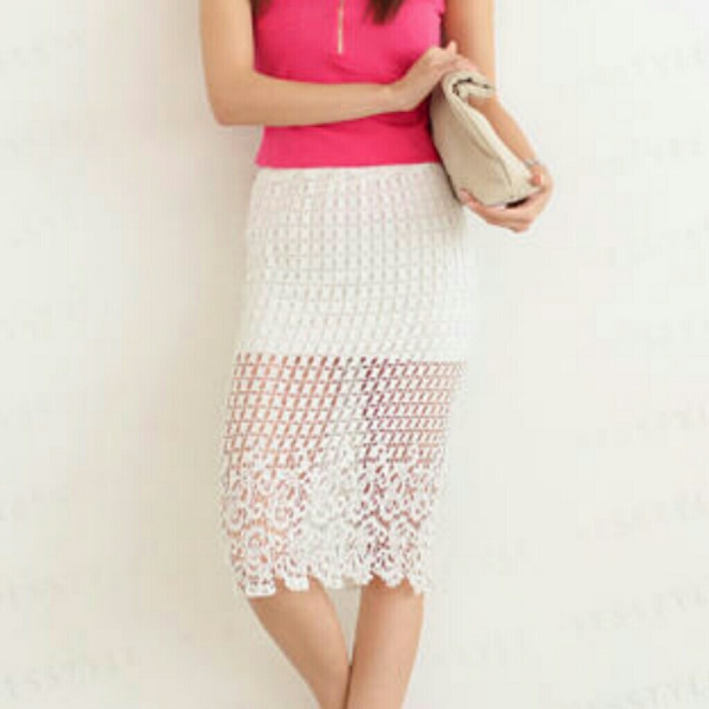 Crochet overlay midi skirt