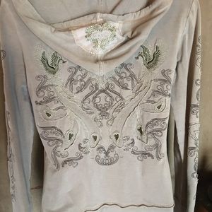 Zip down hooded sweatshirt. Taupe color. Worn once