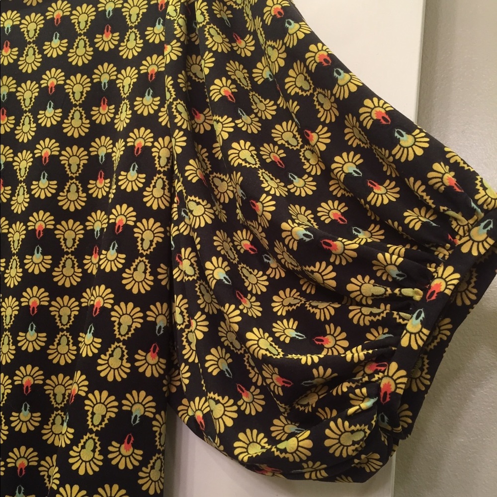 Vintage style mod floral dress black yellow - Picture 2 of 4