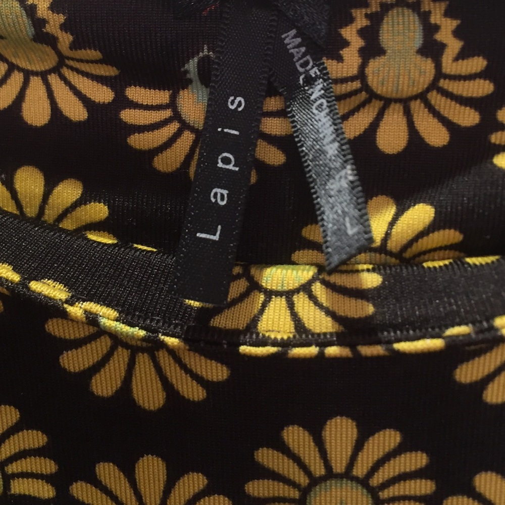 Vintage style mod floral dress black yellow - Picture 4 of 4