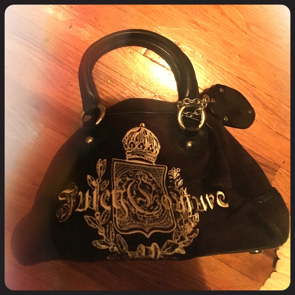 Juicy Couture Bowling Bag Purse-Velour & Leather