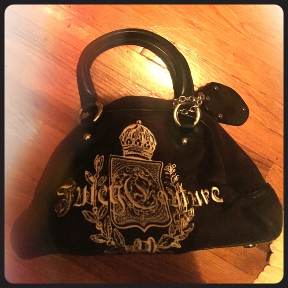 Juicy Couture Bowling Bag Purse-Velour & Leather - Picture 1 of 1