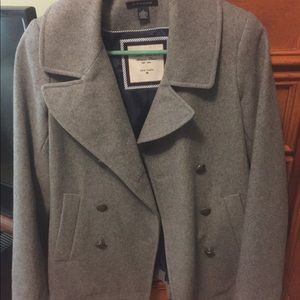 Tommy Hilfiger Gray Wool Peacoat