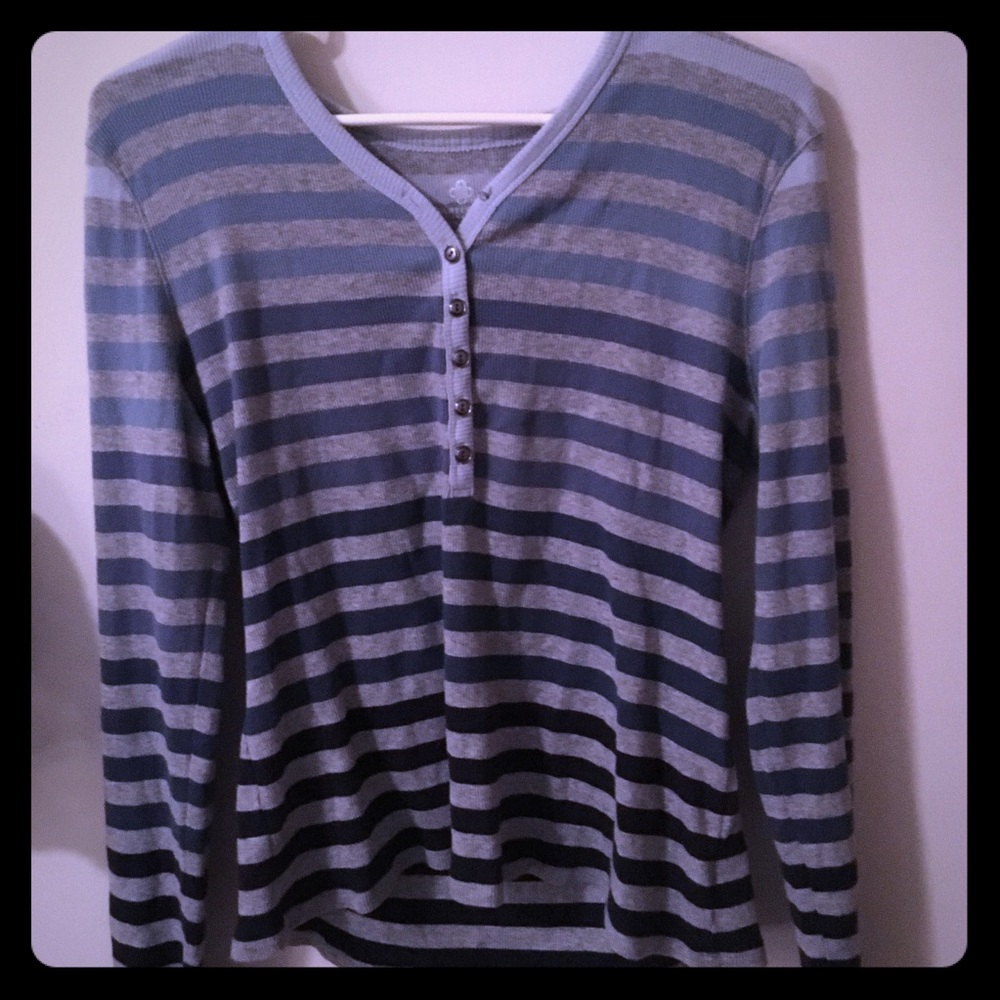 Blue Ombré Striped Henley Thermal