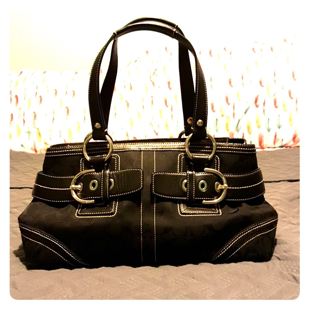 Coach Soho Belted Signature Tote - Black
