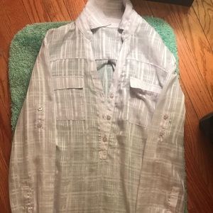 New York and Company sheer white button down M/L New York and Company sheer white button down M/L