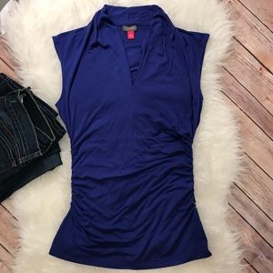 Vince Camuto Royal Blue V-Neck shirred top Vince Camuto Royal Blue V-Neck shirred top