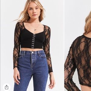 Black lace clip up crop top Black lace clip up crop top