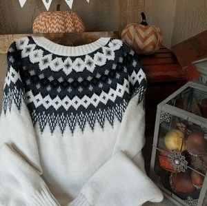 Old Navy White Black Fair Isleย Sweater Old Navy White Black Fair Isleย Sweater