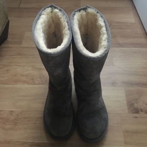 Ugg boots with metallic metal zippers