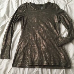 a.n.a Olive Green Gold Foiled Long Sleeve Shirt a.n.a Olive Green Gold Foiled Long Sleeve Shirt