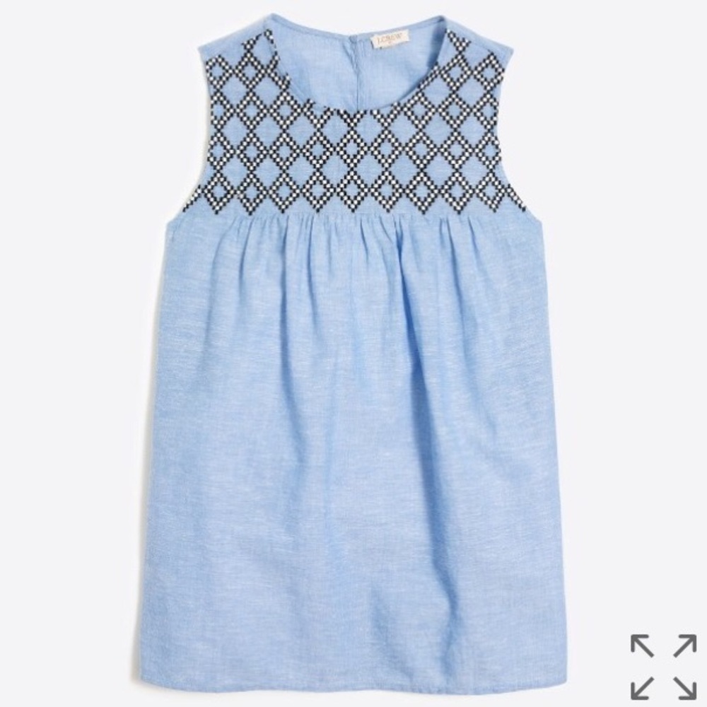 J. Crew Factory Blue Embroidered Tank Top