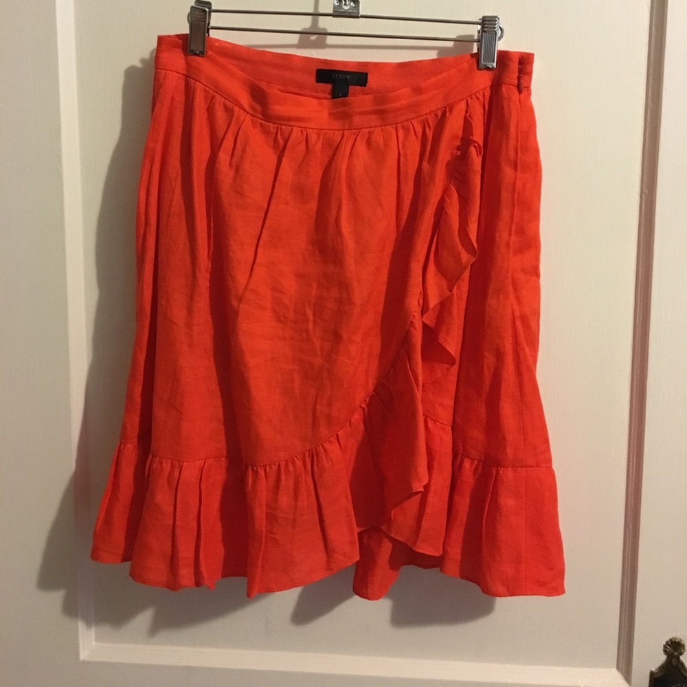 Linen J.Crew Ruffle Skirt