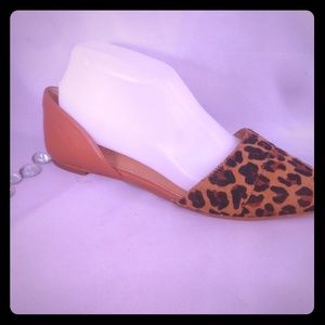 J. Crew Leopard Fur Pointed Toe 8.5 Leather Flats J. Crew Leopard Fur Pointed Toe 8.5 Leather Flats