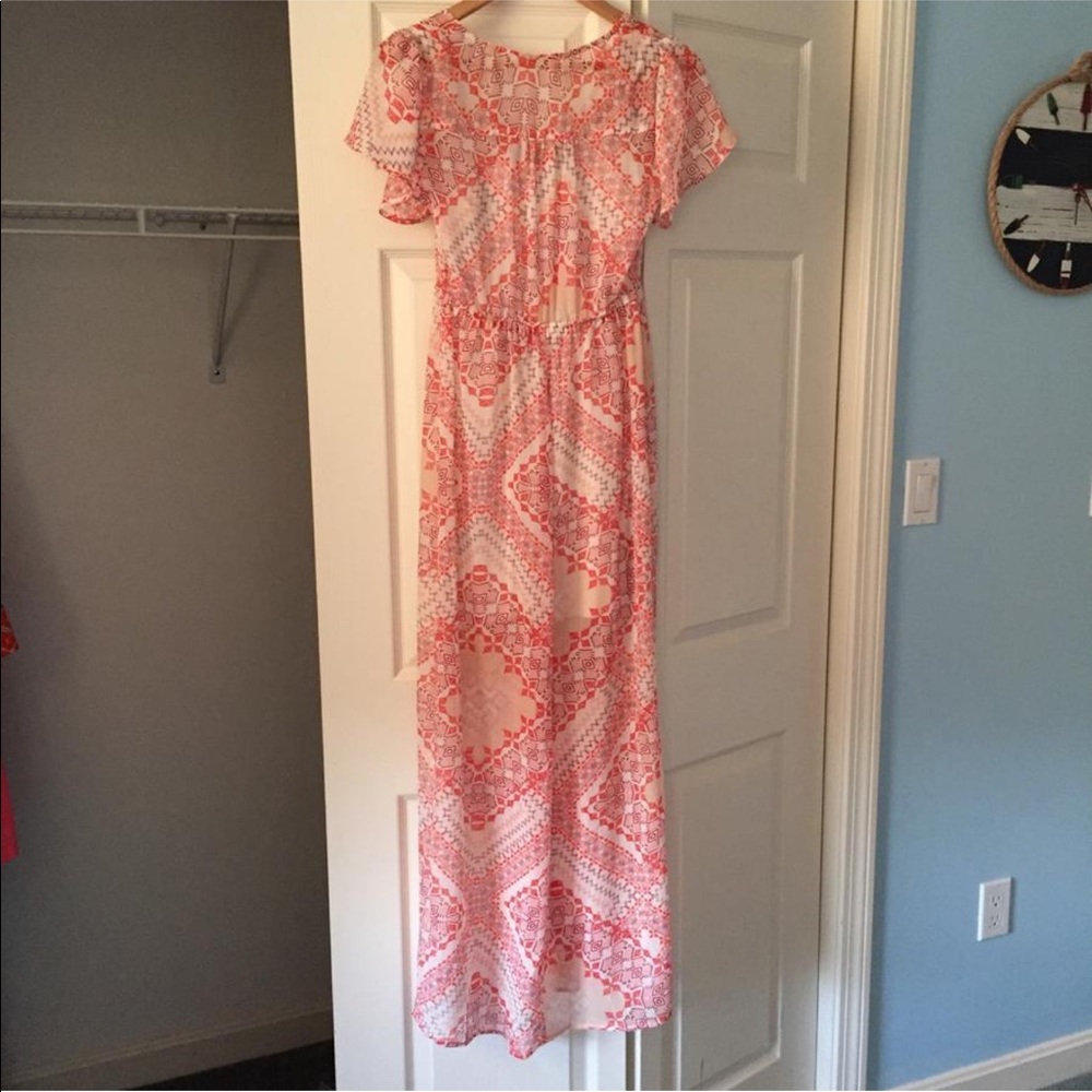 Express Tapestry Button Down High Low Maxi - image 1